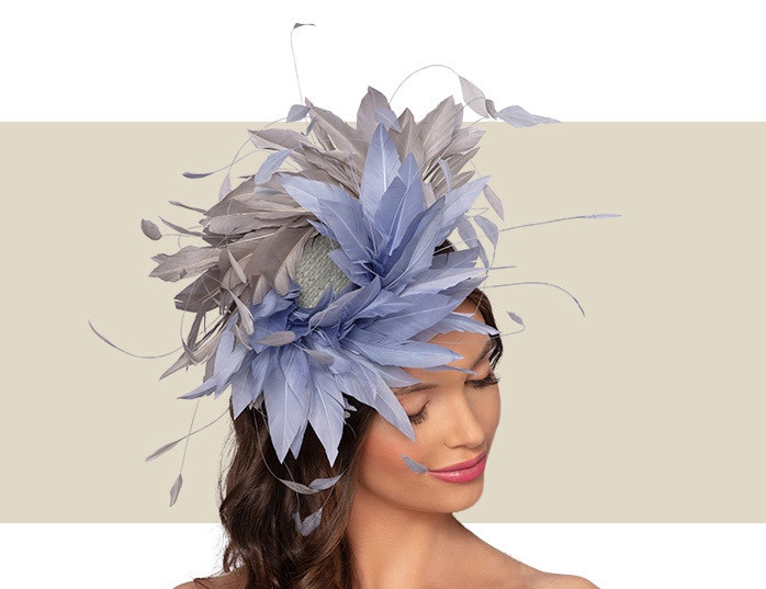 CHRISTIANE COCKTAIL HAT – Ocean Blue and Silver