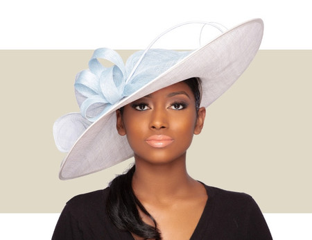 Lia Kentucky Derby Hat – Ivory and Blue, women’s derby hats