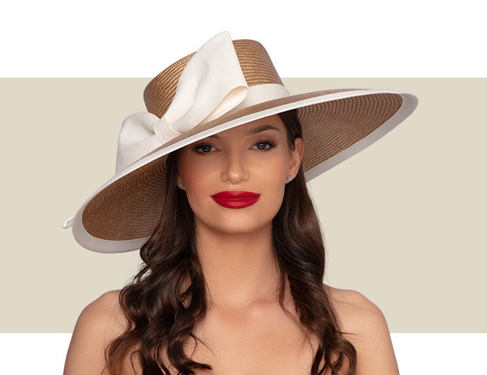 CAMERON WOMENS HAT - Tan and Ivory - Gold Coast Couture