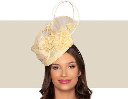 Darcey Cocktail Hat – Buttercream Yellow, women’s derby hats