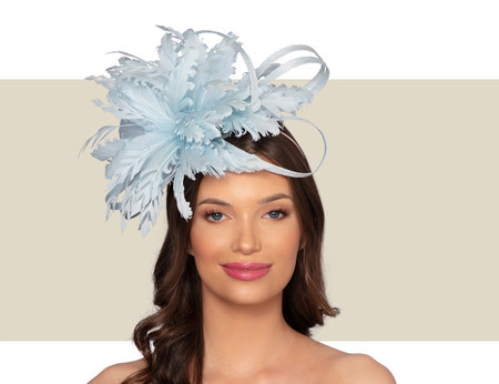 Aster Women’s Flower Fascinator – Light Blue, women’s derby hats